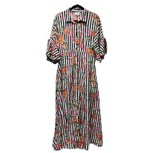 Love + Harmony L Floral Maxi Dress Flowy Boho Coastal Beachy Tropical Resort 90s